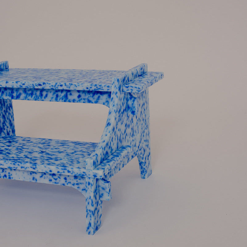 DETAIL OF M2N1 IN ARTIC BLUE BY THE MINIMONO PROJECT - BRAND FOR ECO FRIENDLY - PLAYFUL - MULTI FUNCTIONAL - SUSTAINABLE - HIGH QUALITY - CIRCULAR DESIGN FURNITURE FROM RECYCLED PLASTIC FOR BOTH ADULT AND CHILDREN MADE IN BERLIN GERMANY