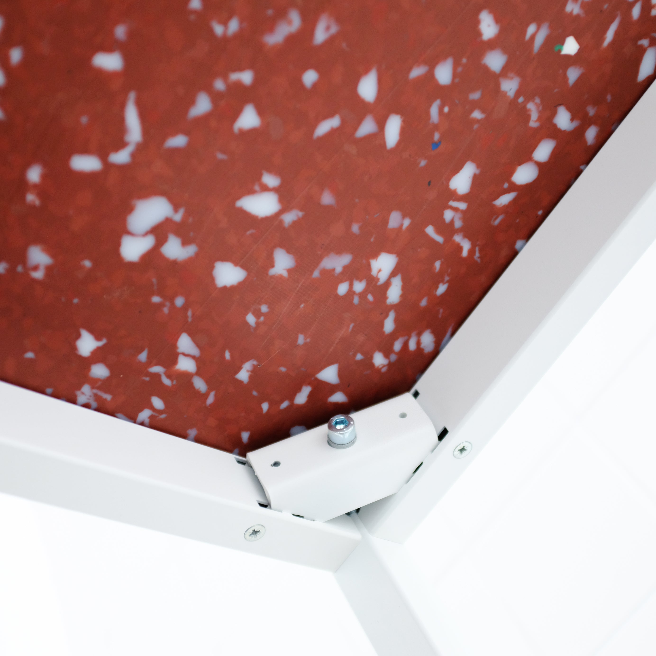 DETAIL OF TABLE BY THE MINIMONO PROJECT - BRAND FOR ECO FRIENDLY - PLAYFUL - MULTI FUNCTIONAL - SUSTAINABLE - HIGH QUALITY - DESIGN FURNITURE FROM RECYCLED PLASTIC FOR BOTH ADULT AND CHILDREN MADE IN BERLIN GERMANY