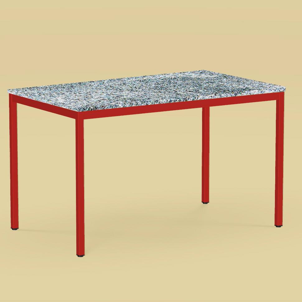 HIGH TABLE WITH COLOURFUL TOP AND RED LEGS BY THE MINIMONO PROJECT - BRAND FOR ECO FRIENDLY - PLAYFUL - MULTI FUNCTIONAL - SUSTAINABLE - HIGH QUALITY - DESIGN FURNITURE FROM RECYCLED PLASTIC FOR BOTH ADULT AND CHILDREN MADE IN BERLIN GERMANY