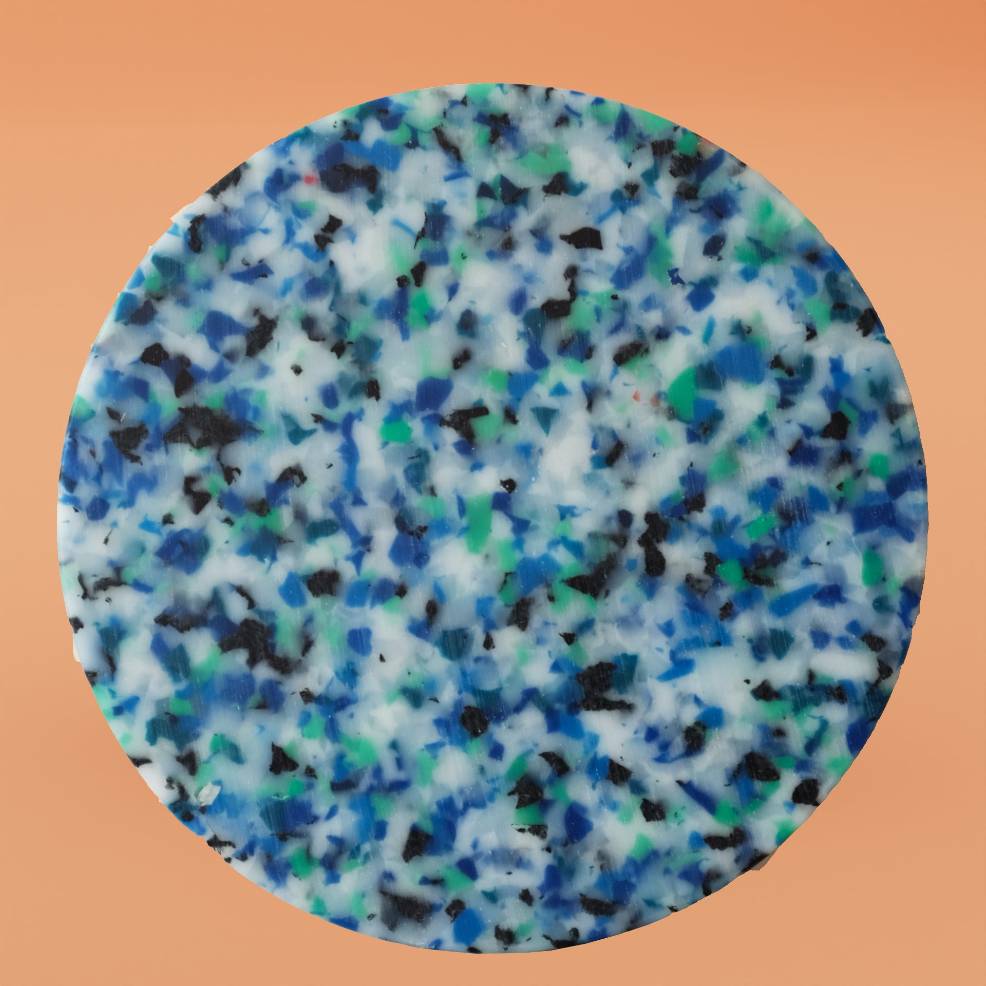 BLUE SMALL CIRCLE CHARCUTERIE CUTTING BOARD BY THE MINIMONO PROJECT - BRAND FOR ECO FRIENDLY - PLAYFUL - MULTI FUNCTIONAL - SUSTAINABLE - HIGH QUALITY - DESIGN FURNITURE FROM RECYCLED PLASTIC FOR BOTH ADULT AND CHILDREN MADE IN BERLIN GERMANY