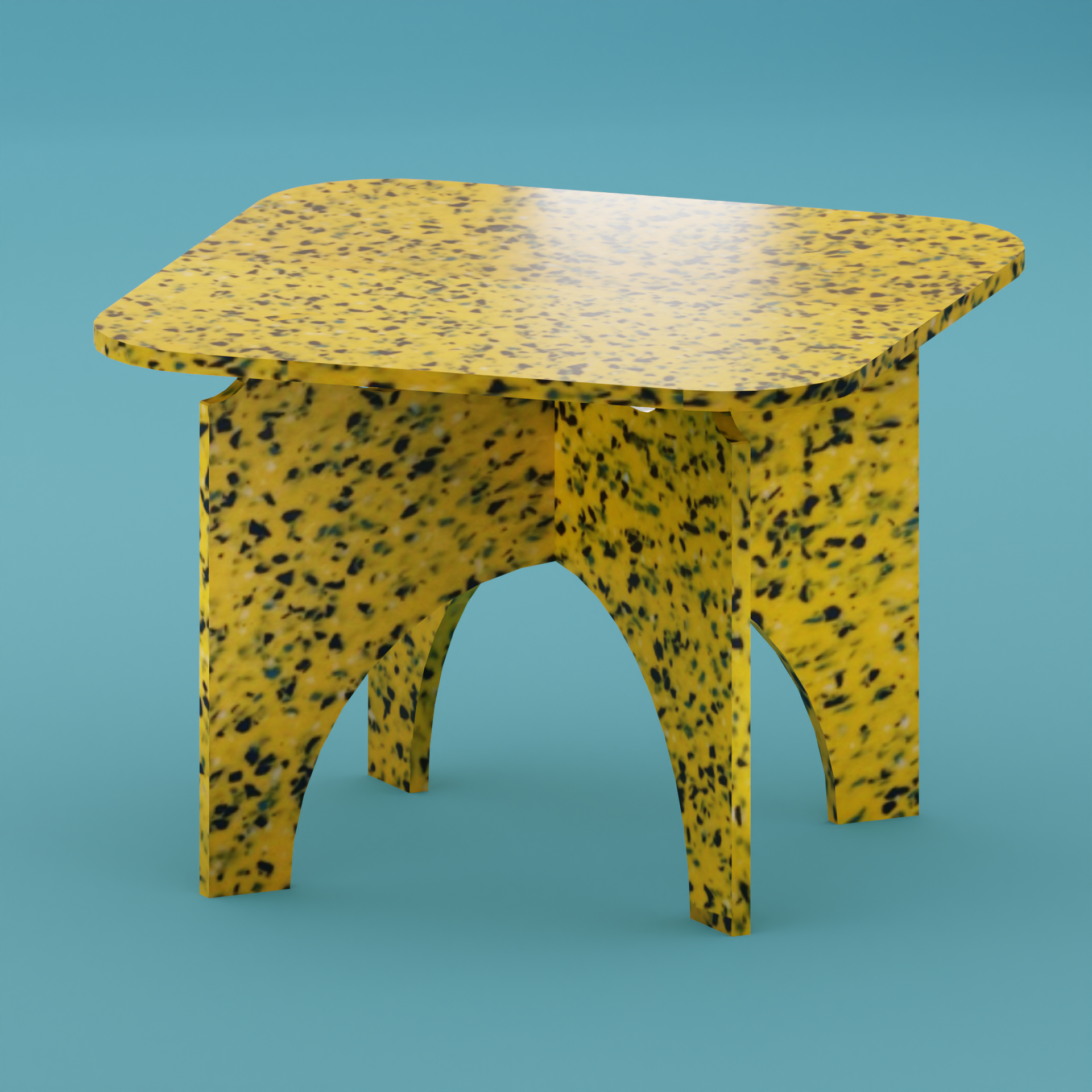 M1N3 TABLE IN SUNBURST YELLOW BY THE MINIMONO PROJECT - BRAND FOR ECO FRIENDLY - PLAYFUL - MULTI FUNCTIONAL - SUSTAINABLE - HIGH QUALITY - CIRCULAR DESIGN FURNITURE FROM RECYCLED PLASTIC FOR BOTH ADULT AND CHILDREN MADE IN BERLIN GERMANY