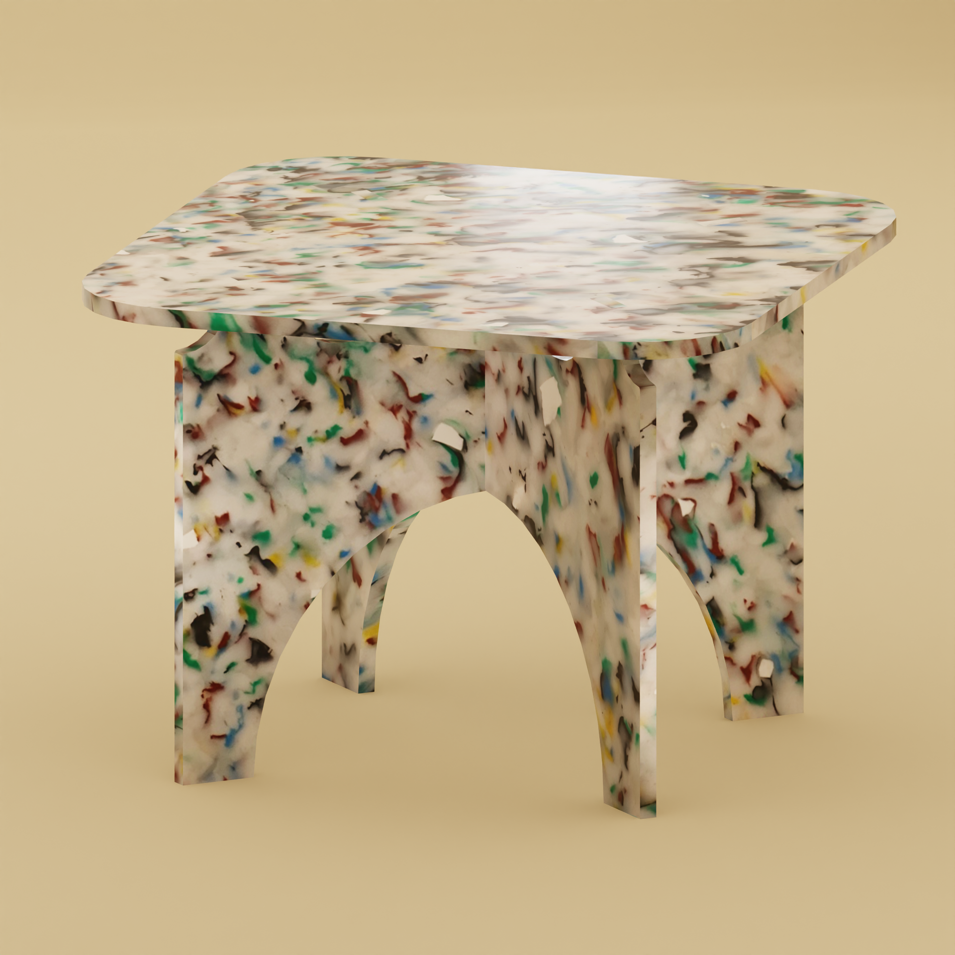 COLOURFUL SQUARE TOP TABLE BY THE MINIMONO PROJECT - BRAND FOR ECO FRIENDLY - PLAYFUL - MULTI FUNCTIONAL - SUSTAINABLE - HIGH QUALITY - DESIGN FURNITURE FROM RECYCLED PLASTIC FOR BOTH ADULT AND CHILDREN MADE IN BERLIN GERMANY