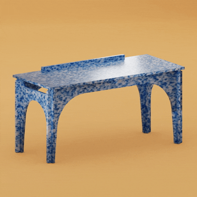 M4N1 BENCH OR KIDS DESK IN ARTIC BLUE BY THE MINIMONO PROJECT - BRAND FOR ECO FRIENDLY - PLAYFUL - MULTI FUNCTIONAL - SUSTAINABLE - HIGH QUALITY - CIRCULAR DESIGN FURNITURE FROM RECYCLED PLASTIC FOR BOTH ADULT AND CHILDREN MADE IN BERLIN GERMANY