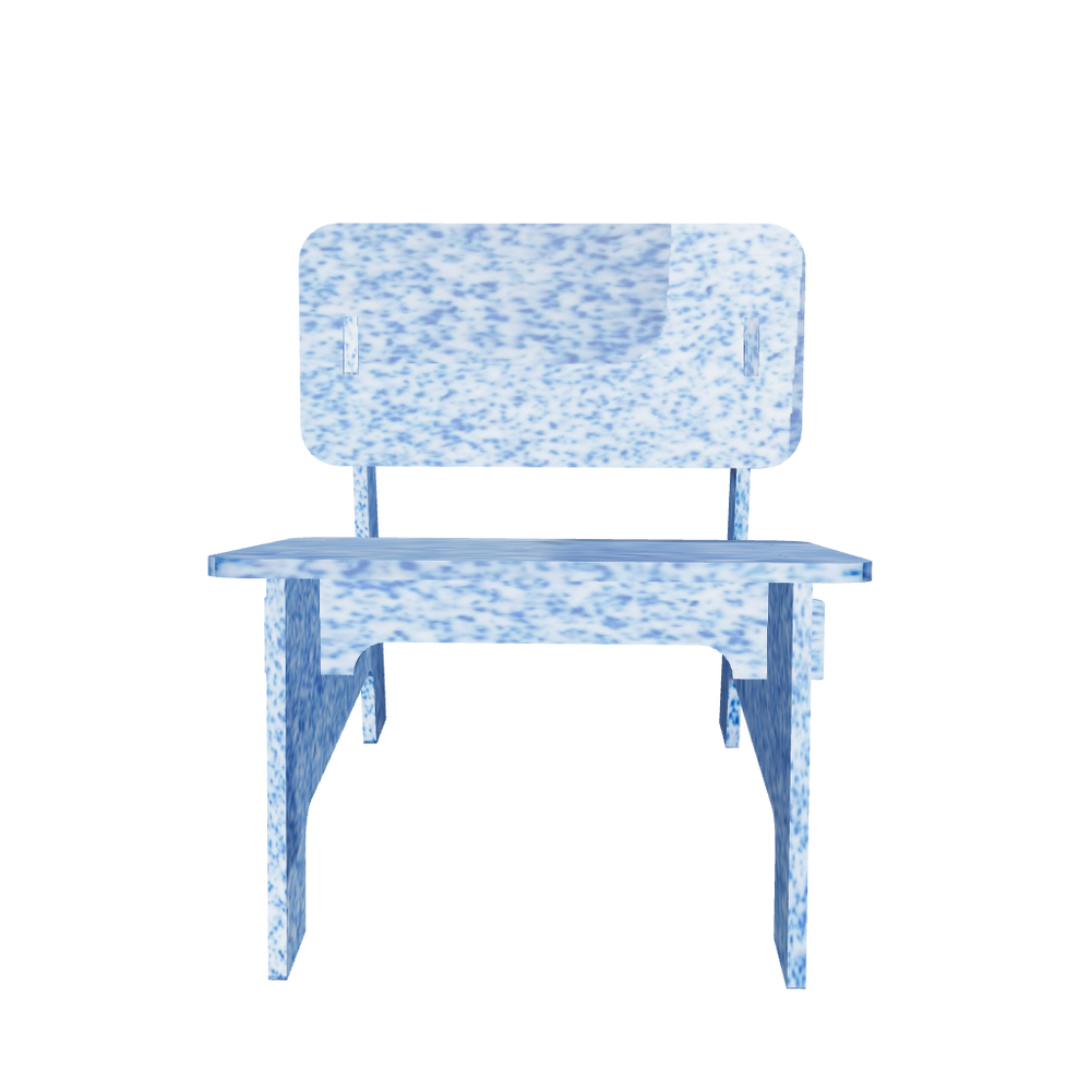 3D OF M3N1 CHAIR IN ARTIC BLUE BY THE MINIMONO PROJECT - BRAND FOR ECO FRIENDLY - PLAYFUL - MULTI FUNCTIONAL - SUSTAINABLE - HIGH QUALITY - CIRCULAR DESIGN FURNITURE FROM RECYCLED PLASTIC FOR BOTH ADULT AND CHILDREN MADE IN BERLIN GERMANY