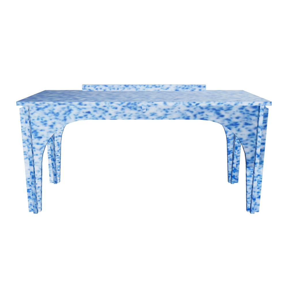 3D OF M4N1 BENCH OR KIDS DESK IN ARTIC BLUE BY THE MINIMONO PROJECT - BRAND FOR ECO FRIENDLY - PLAYFUL - MULTI FUNCTIONAL - SUSTAINABLE - HIGH QUALITY - CIRCULAR DESIGN FURNITURE FROM RECYCLED PLASTIC FOR BOTH ADULT AND CHILDREN MADE IN BERLIN GERMANY