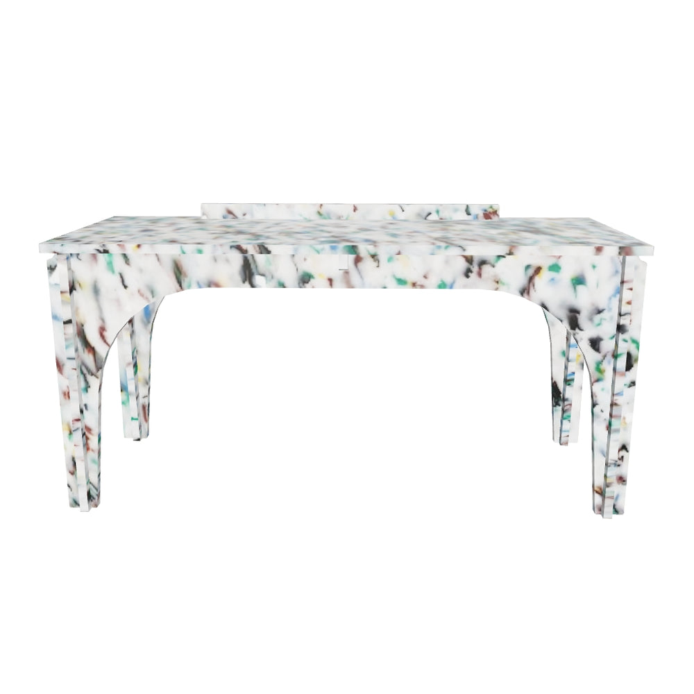 RENDER OF COLOURFUL BENCH KIDS DESK BY THE MINIMONO PROJECT - BRAND FOR ECO FRIENDLY - PLAYFUL - MULTI FUNCTIONAL - SUSTAINABLE - HIGH QUALITY - DESIGN FURNITURE FROM RECYCLED PLASTIC FOR BOTH ADULT AND CHILDREN MADE IN BERLIN GERMANY