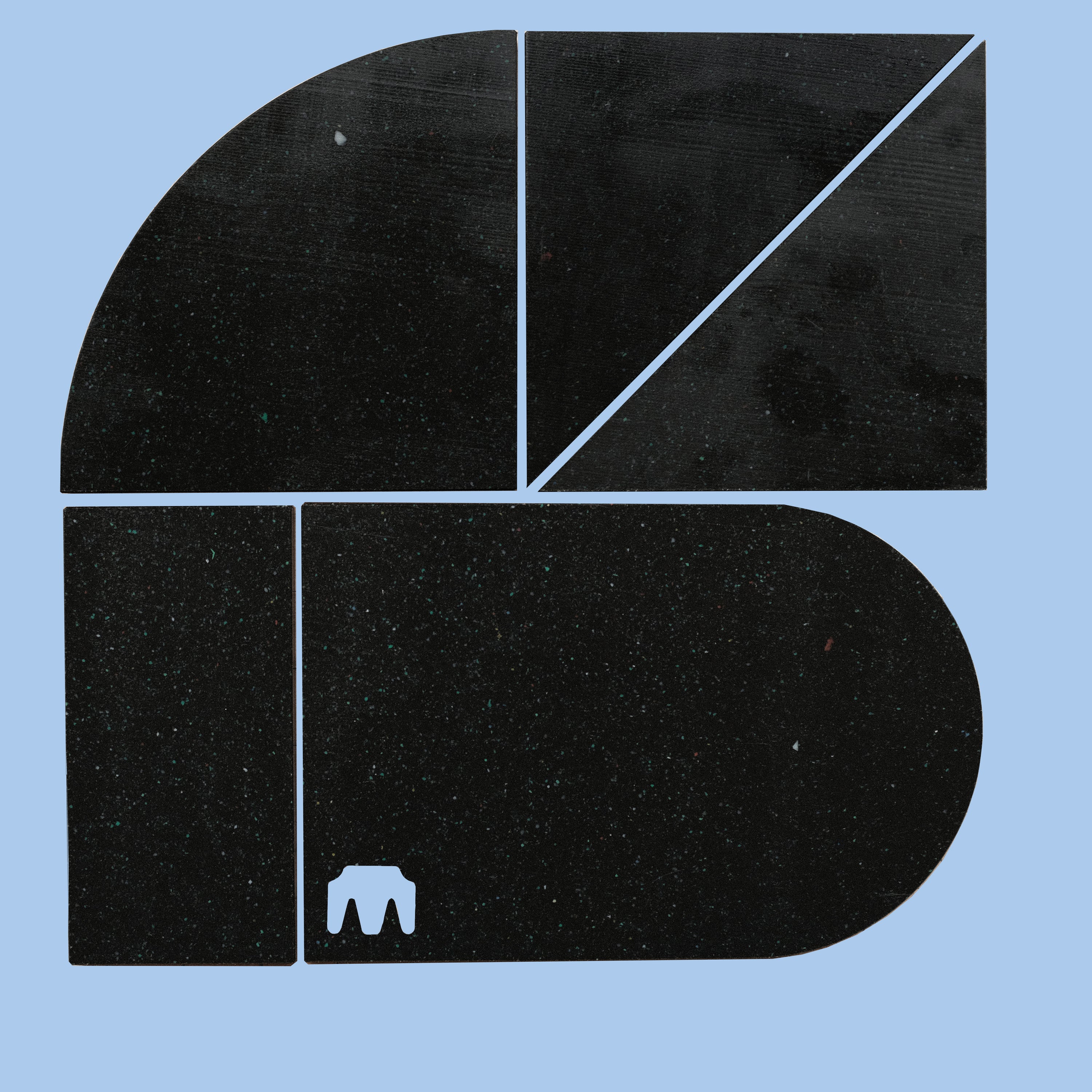 SET OF BLACK CHARCUTERIE CUTTING BOARDS BY THE MINIMONO PROJECT - BRAND FOR ECO FRIENDLY - PLAYFUL - MULTI FUNCTIONAL - SUSTAINABLE - HIGH QUALITY - DESIGN FURNITURE FROM RECYCLED PLASTIC FOR BOTH ADULT AND CHILDREN MADE IN BERLIN GERMANY