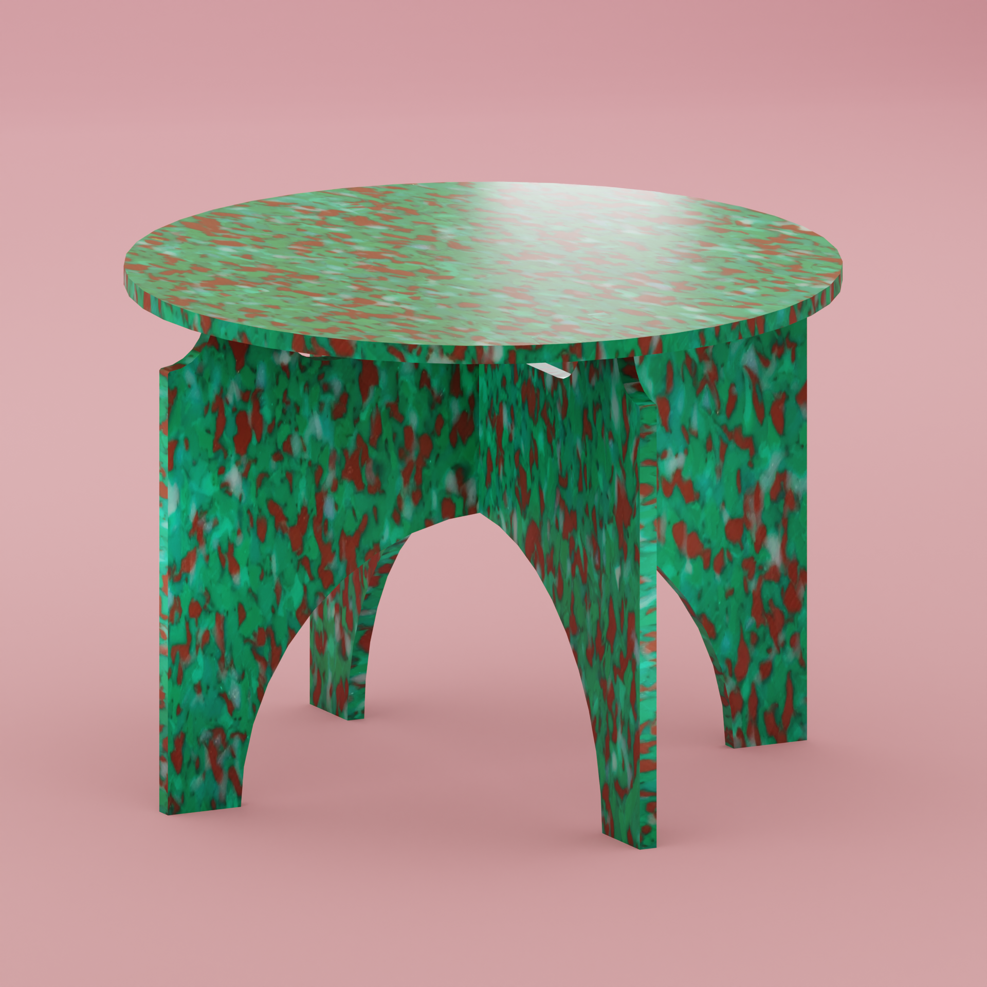 GREEN ROUND TOP TABLE BY THE MINIMONO PROJECT - BRAND FOR ECO FRIENDLY - PLAYFUL - MULTI FUNCTIONAL - SUSTAINABLE - HIGH QUALITY - DESIGN FURNITURE FROM RECYCLED PLASTIC FOR BOTH ADULT AND CHILDREN MADE IN BERLIN GERMANY