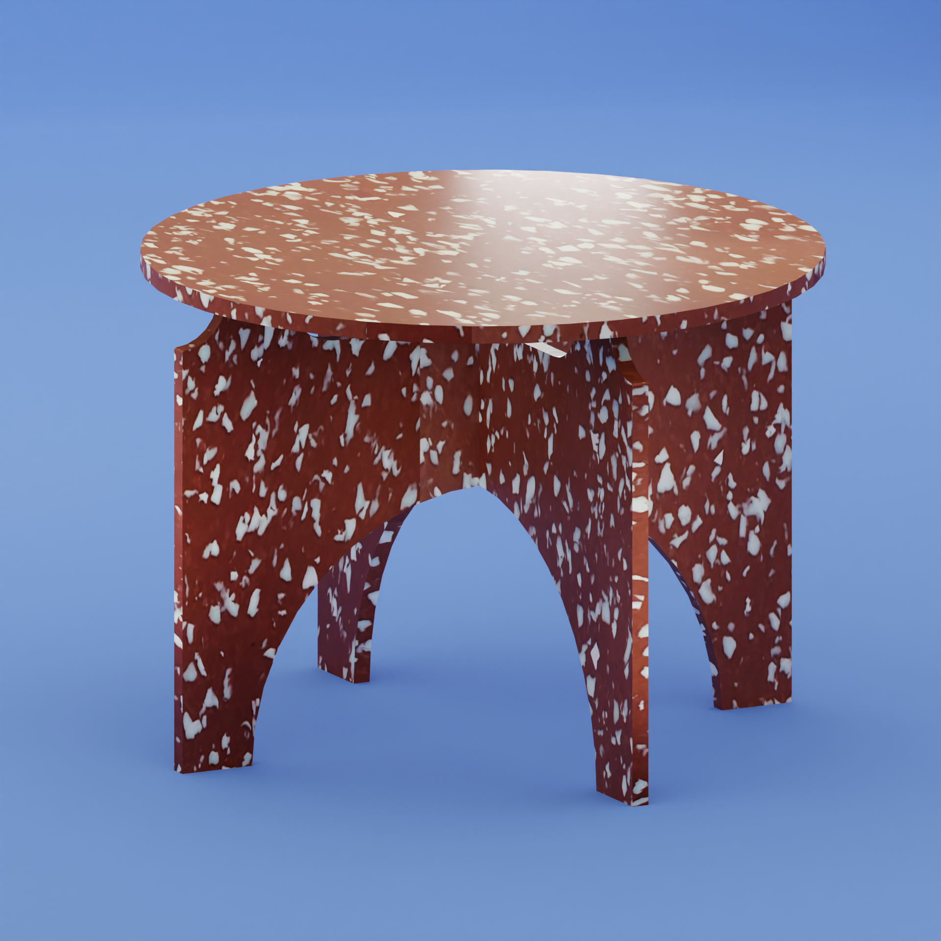 RED ROUND TOP TABLE BY THE MINIMONO PROJECT - BRAND FOR ECO FRIENDLY - PLAYFUL - MULTI FUNCTIONAL - SUSTAINABLE - HIGH QUALITY - DESIGN FURNITURE FROM RECYCLED PLASTIC FOR BOTH ADULT AND CHILDREN MADE IN BERLIN GERMANY