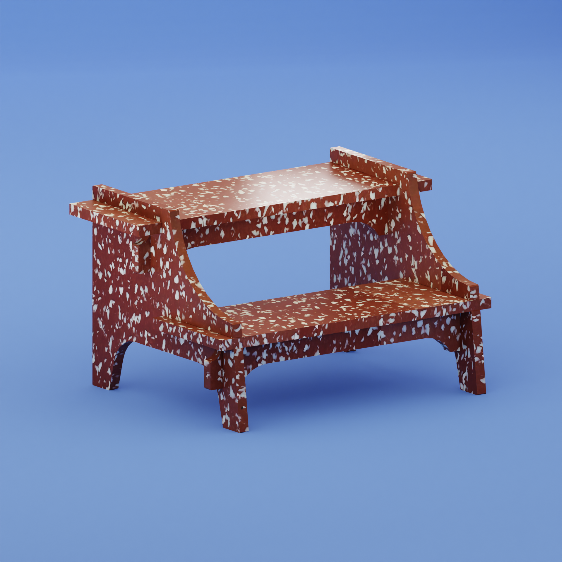 RED SMALL STEP STOOL BY THE MINIMONO PROJECT - BRAND FOR ECO FRIENDLY - PLAYFUL - MULTI FUNCTIONAL - SUSTAINABLE - HIGH QUALITY - DESIGN FURNITURE FROM RECYCLED PLASTIC FOR BOTH ADULT AND CHILDREN MADE IN BERLIN GERMANY